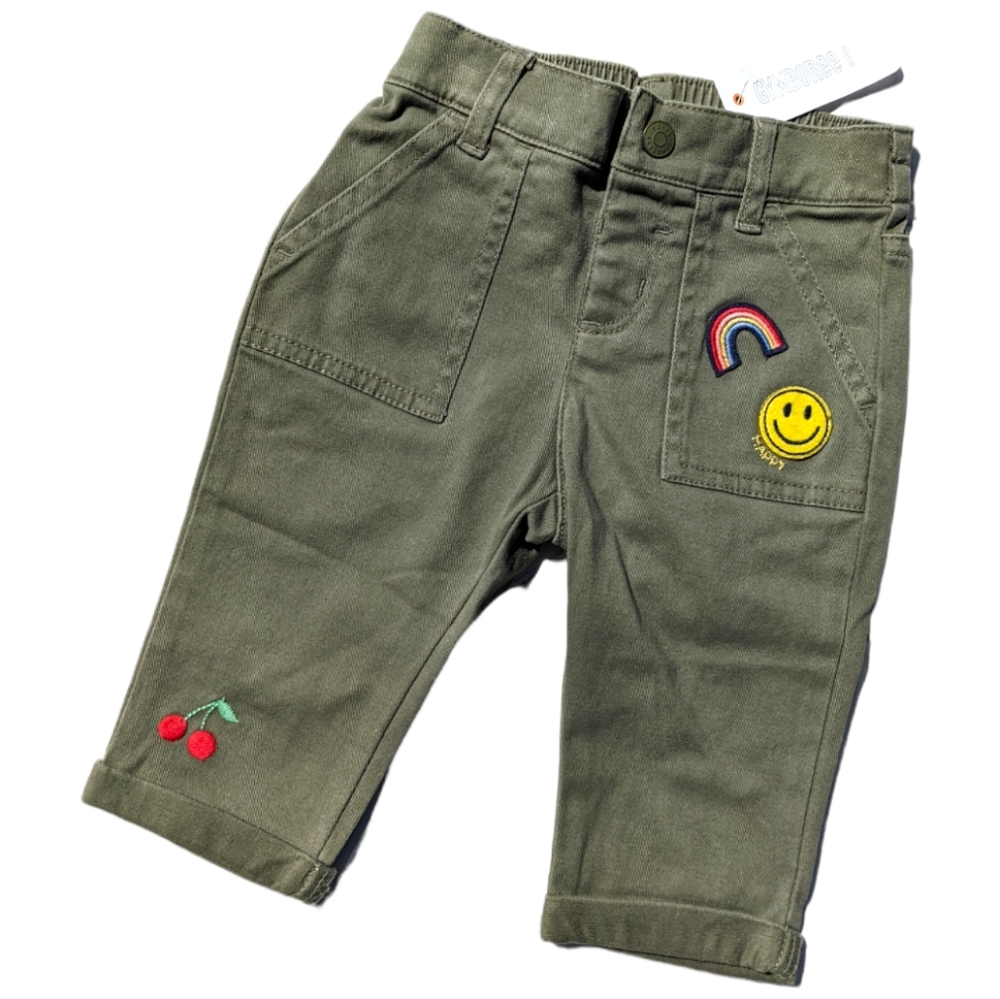 Gymboree Girls 12-18m Happy/Hugs  Embroidered/Patches Green Pants
